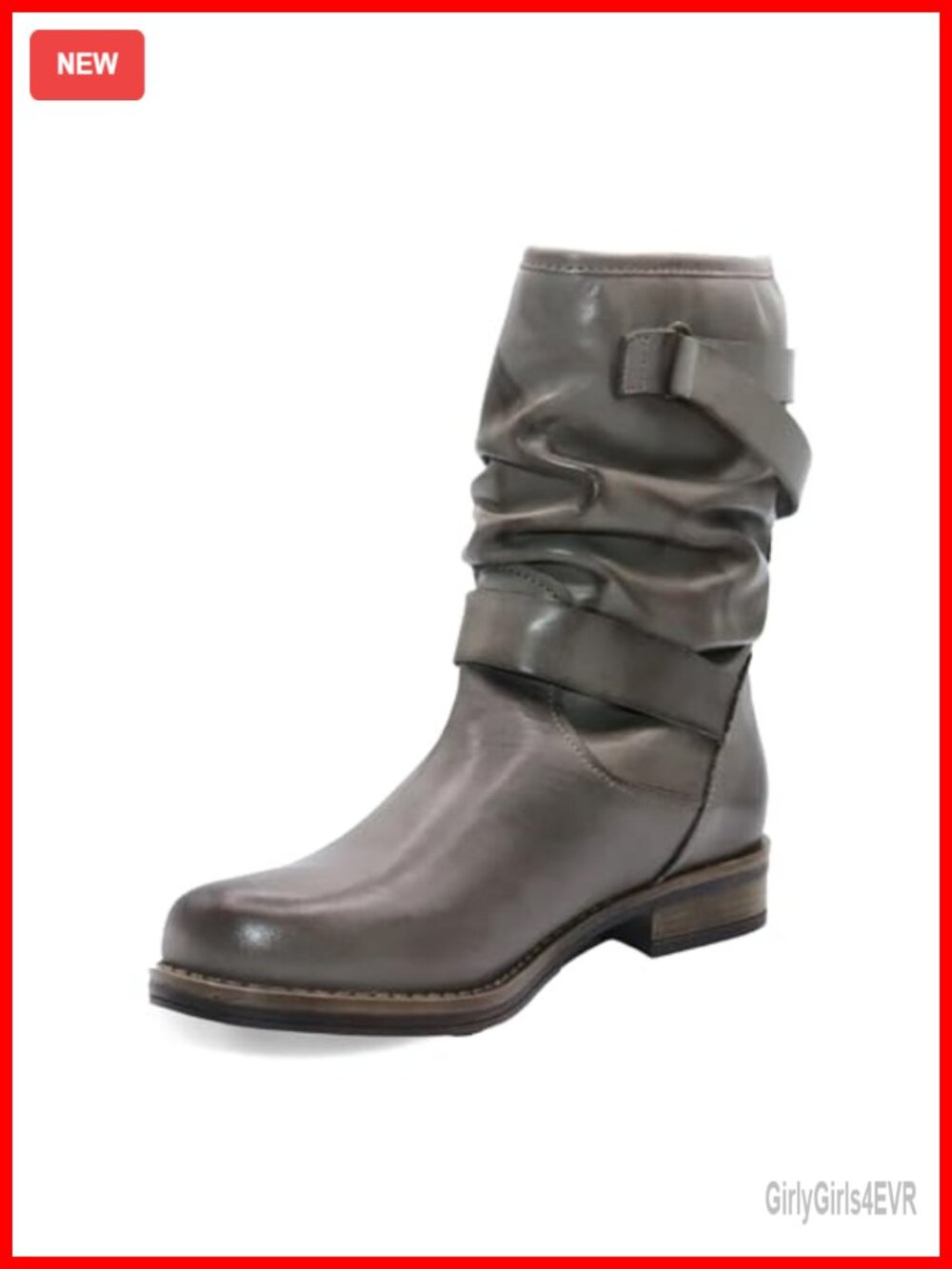 Leather Moto Bootie Slouchy Harness Ankle Boot